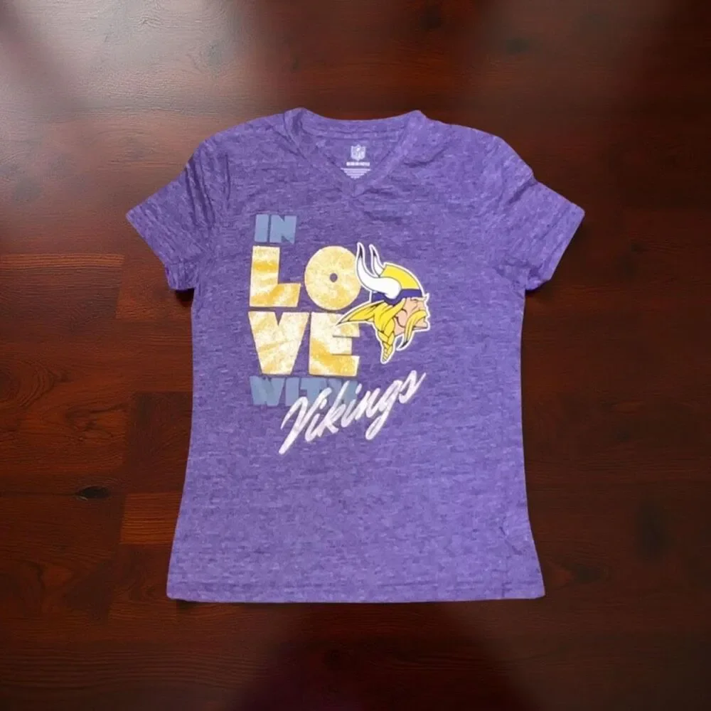 NFL Youth Girls MN Vikings Logo Short Sleeve T Shirt Size M 10/12